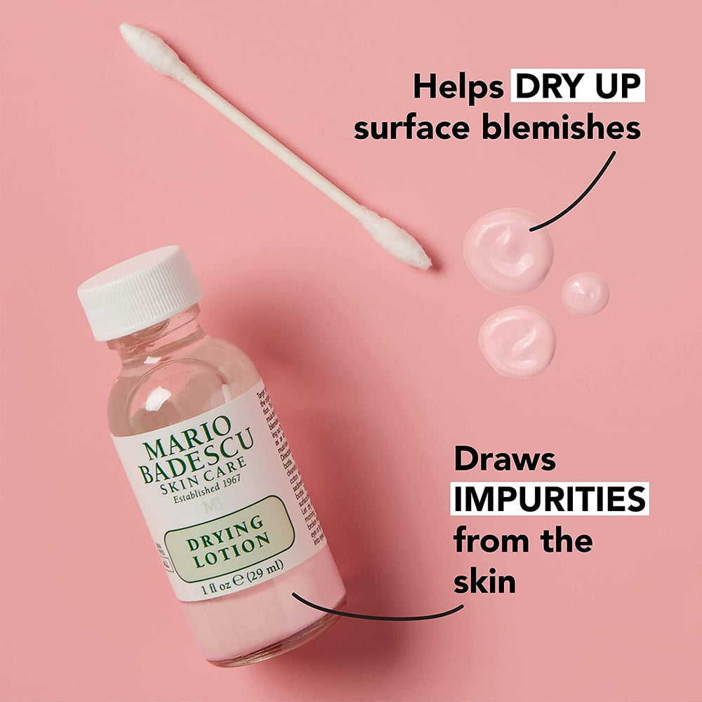 Mario Badescu drying lotion sediment dip demonstrates overnight application