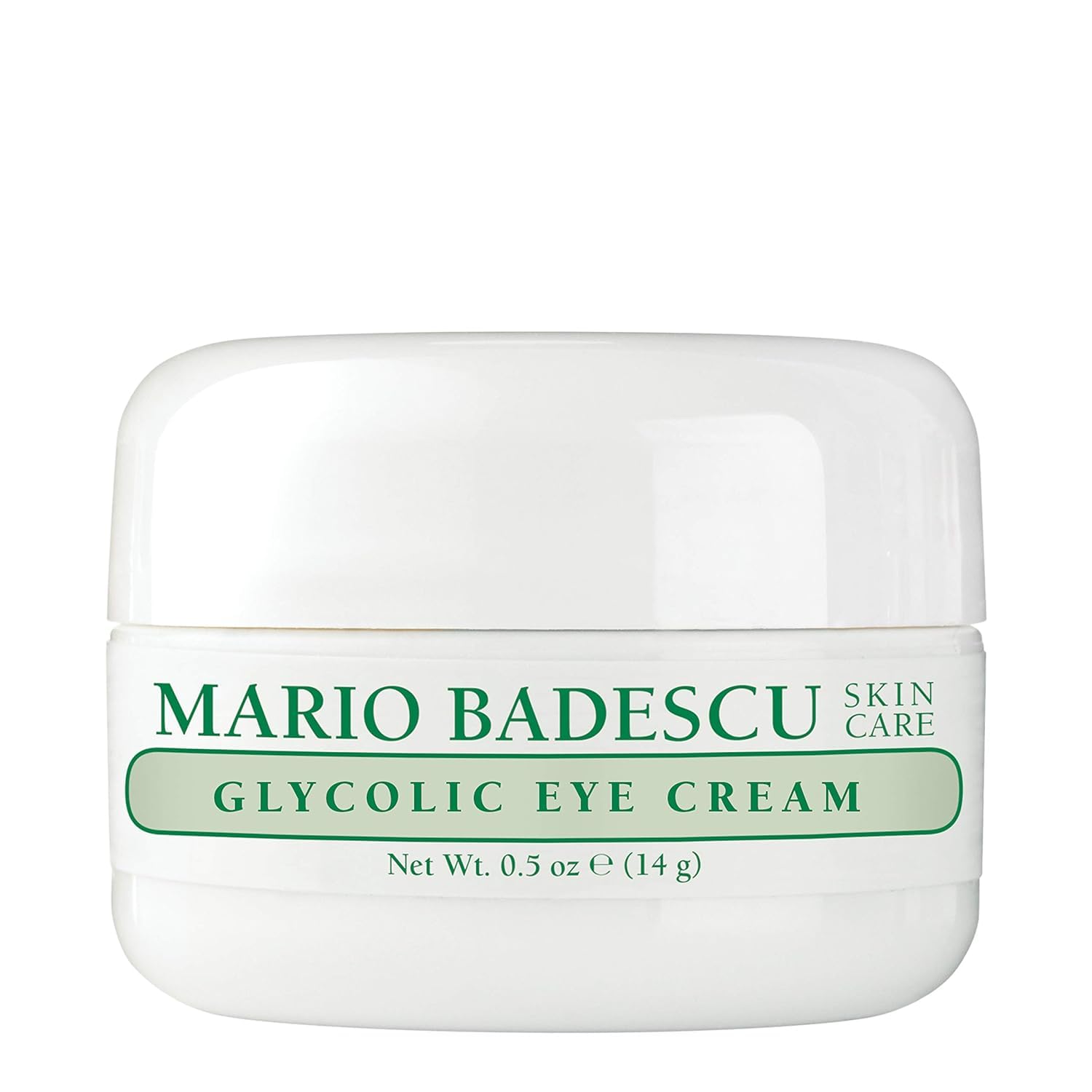 Gently applying Mario Badescu Glycolic Eye Cream around the eye area.