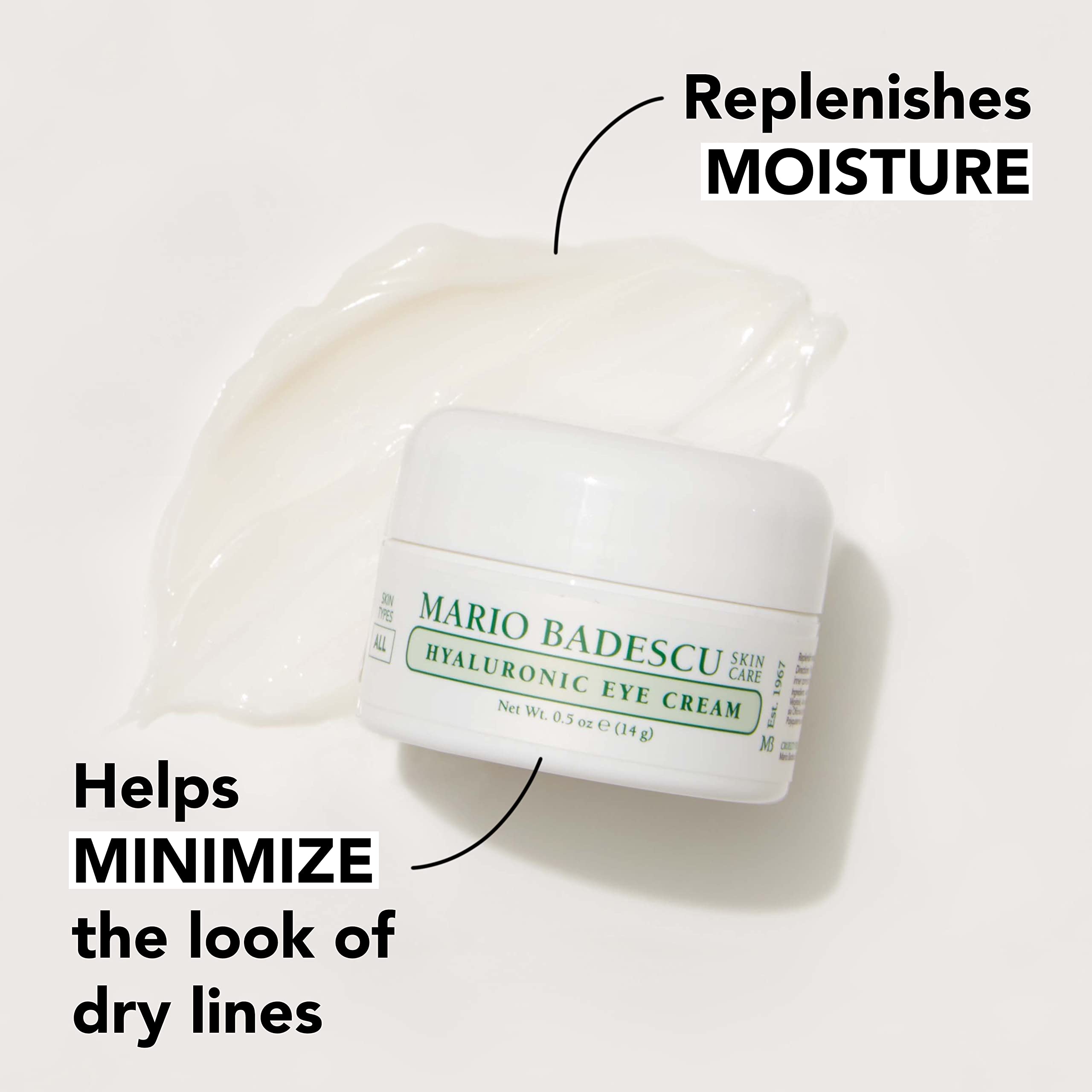 Mario Badescu eye puffiness relief cream reduces swelling and refreshes the eye area.