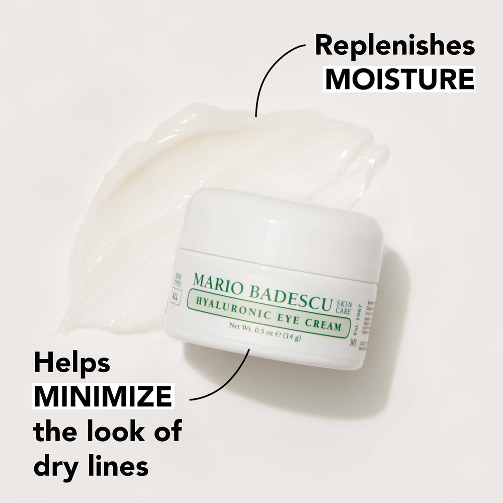 Mario Badescu eye puffiness relief cream reduces swelling and refreshes the eye area.