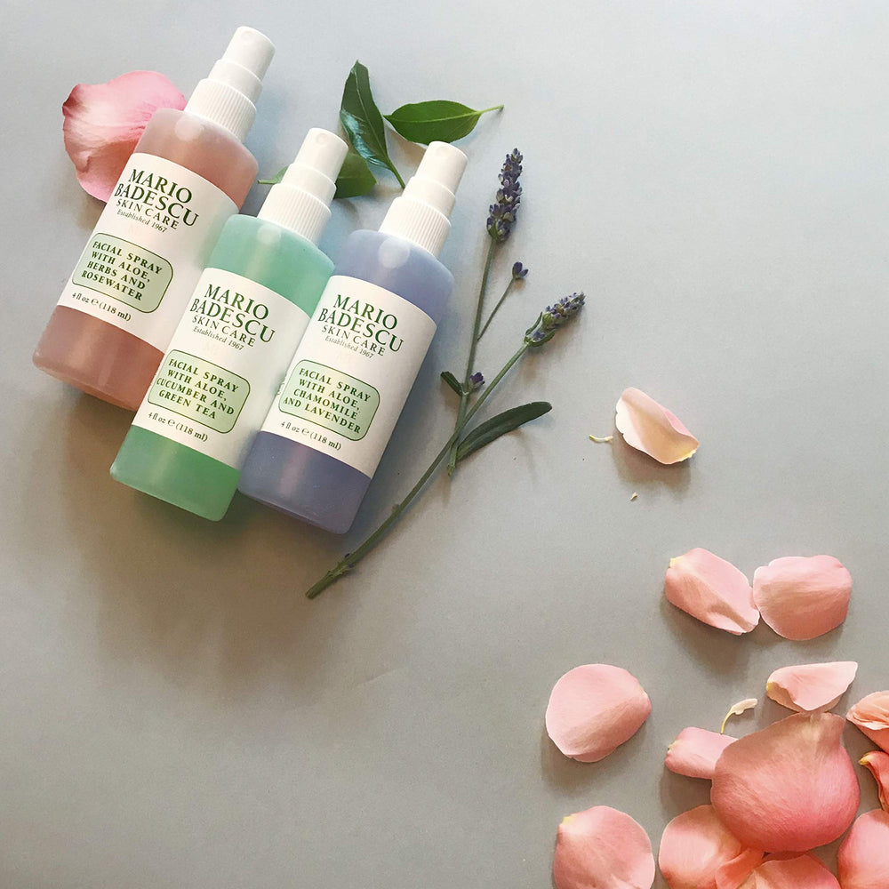 Mario Badescu facial spray packaging close-up.