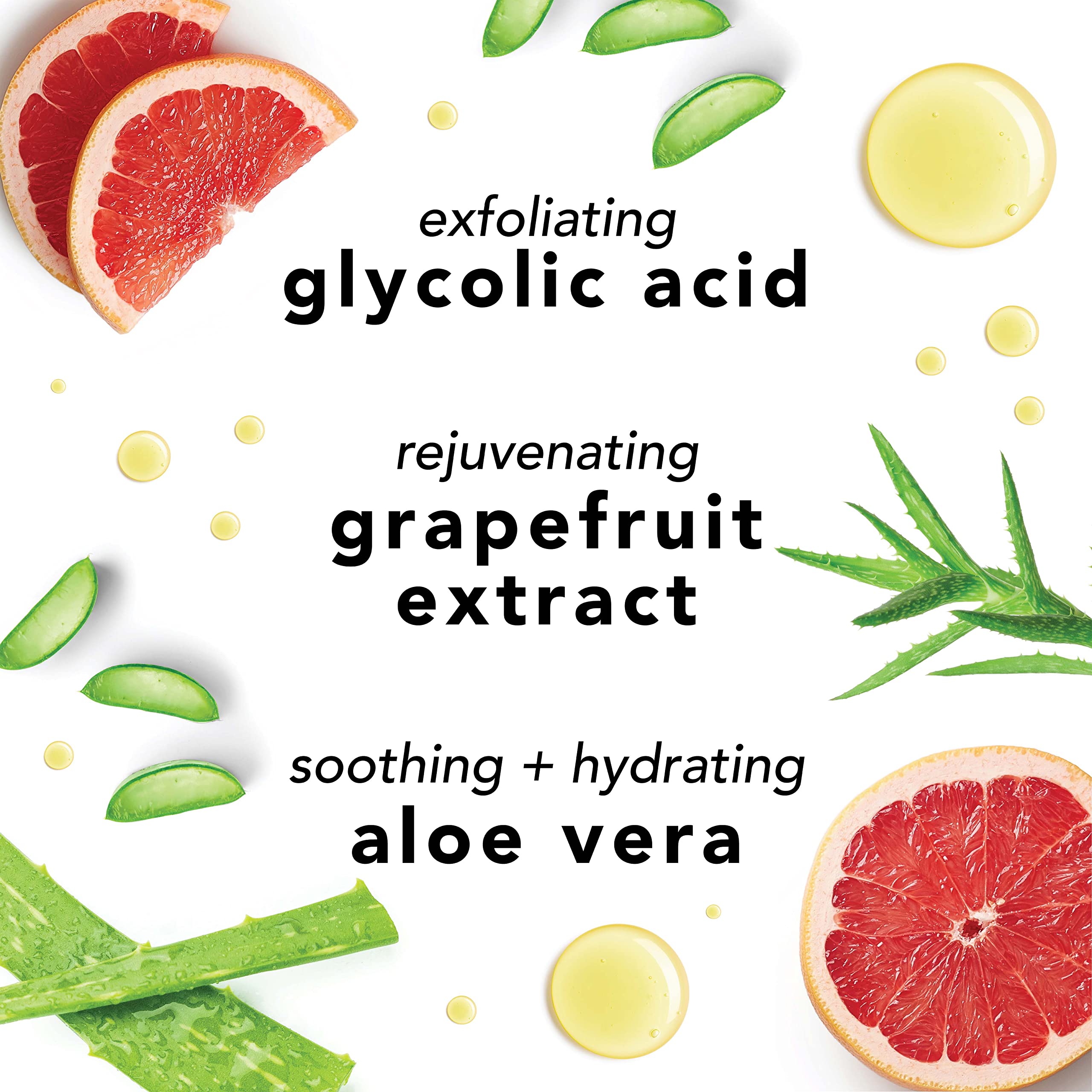 Mario Badescu Glycolic Toner beside aloe vera to show hydrating balance.