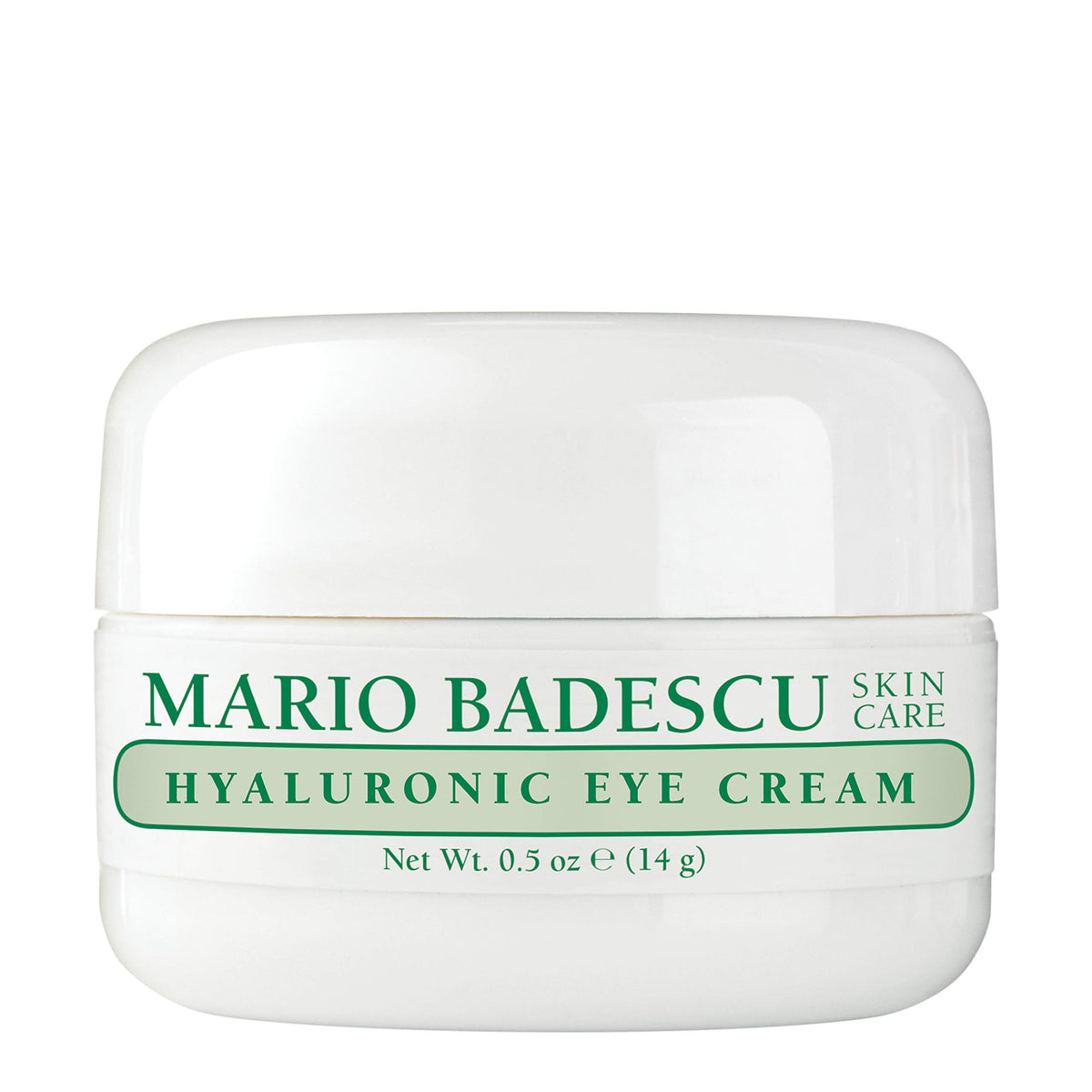 Mario Badescu hyaluronic eye cream jar hydrates the delicate under-eye area.