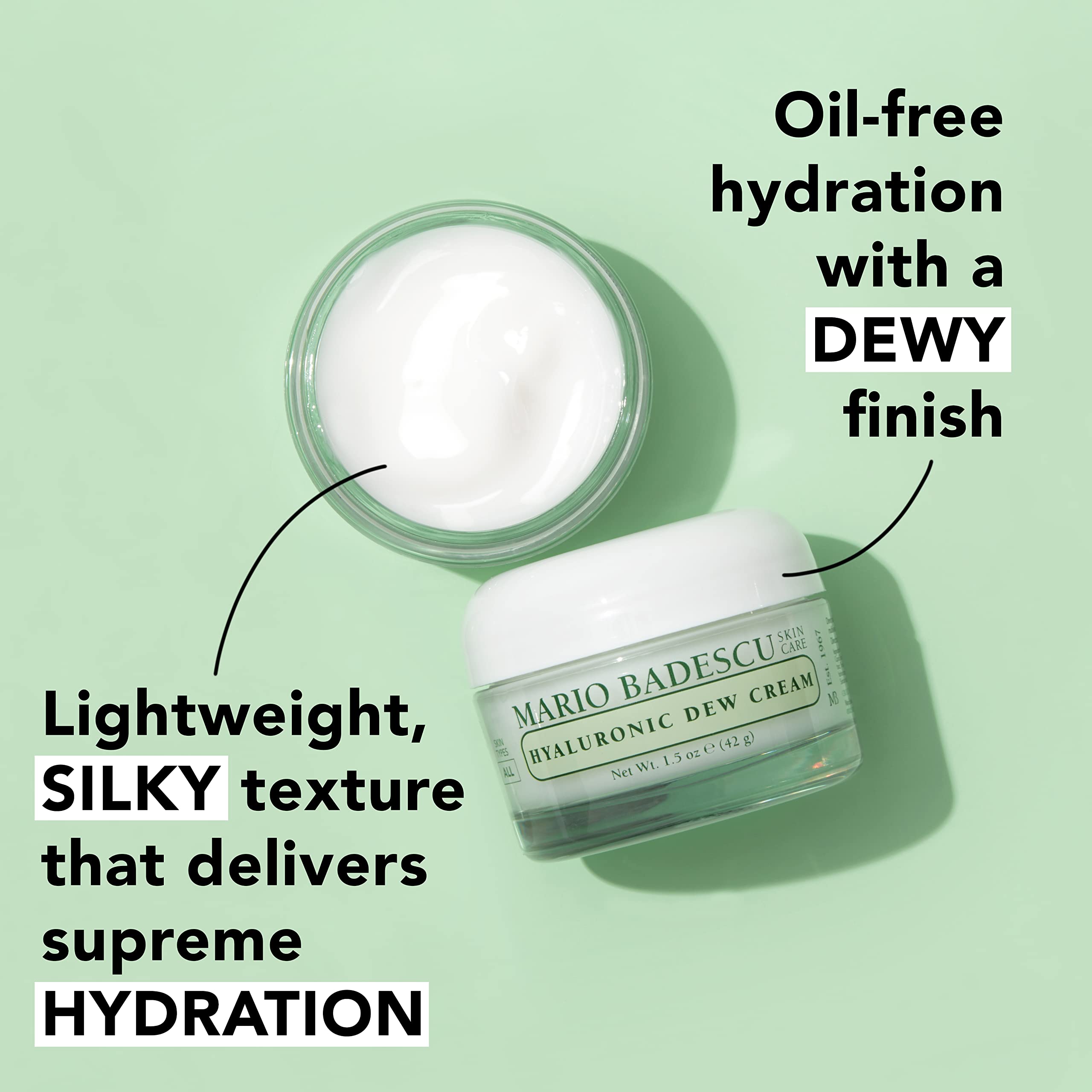 Mario Badescu dewy finish on skin suggests radiant, wearable daily glow.