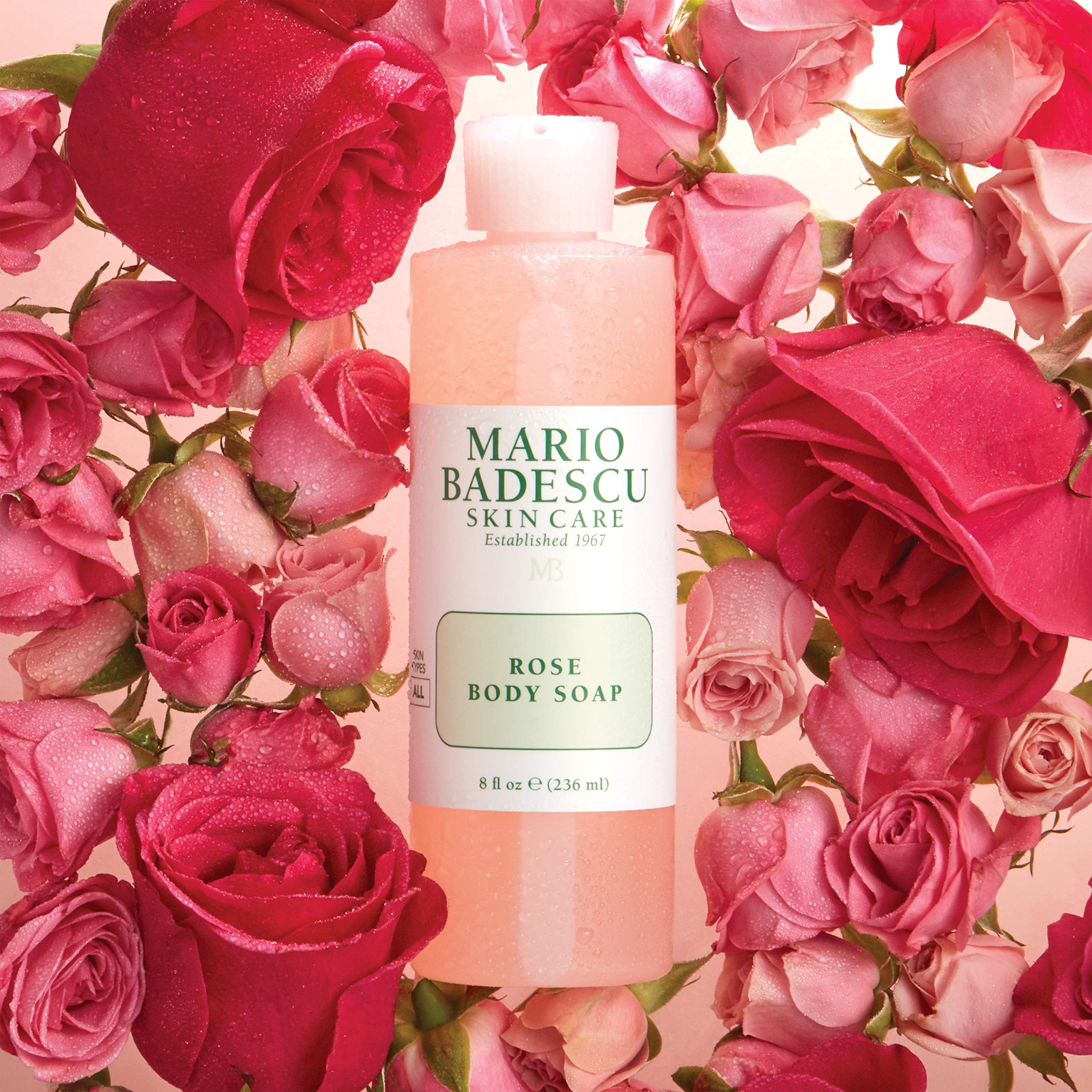 Mario Badescu Rose Body Soap highlights rose oil and rosewater for nourished skin.