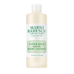 Mario Badescu Super Rich Olive Body Lotion bottle for daily hydration and soft skin.