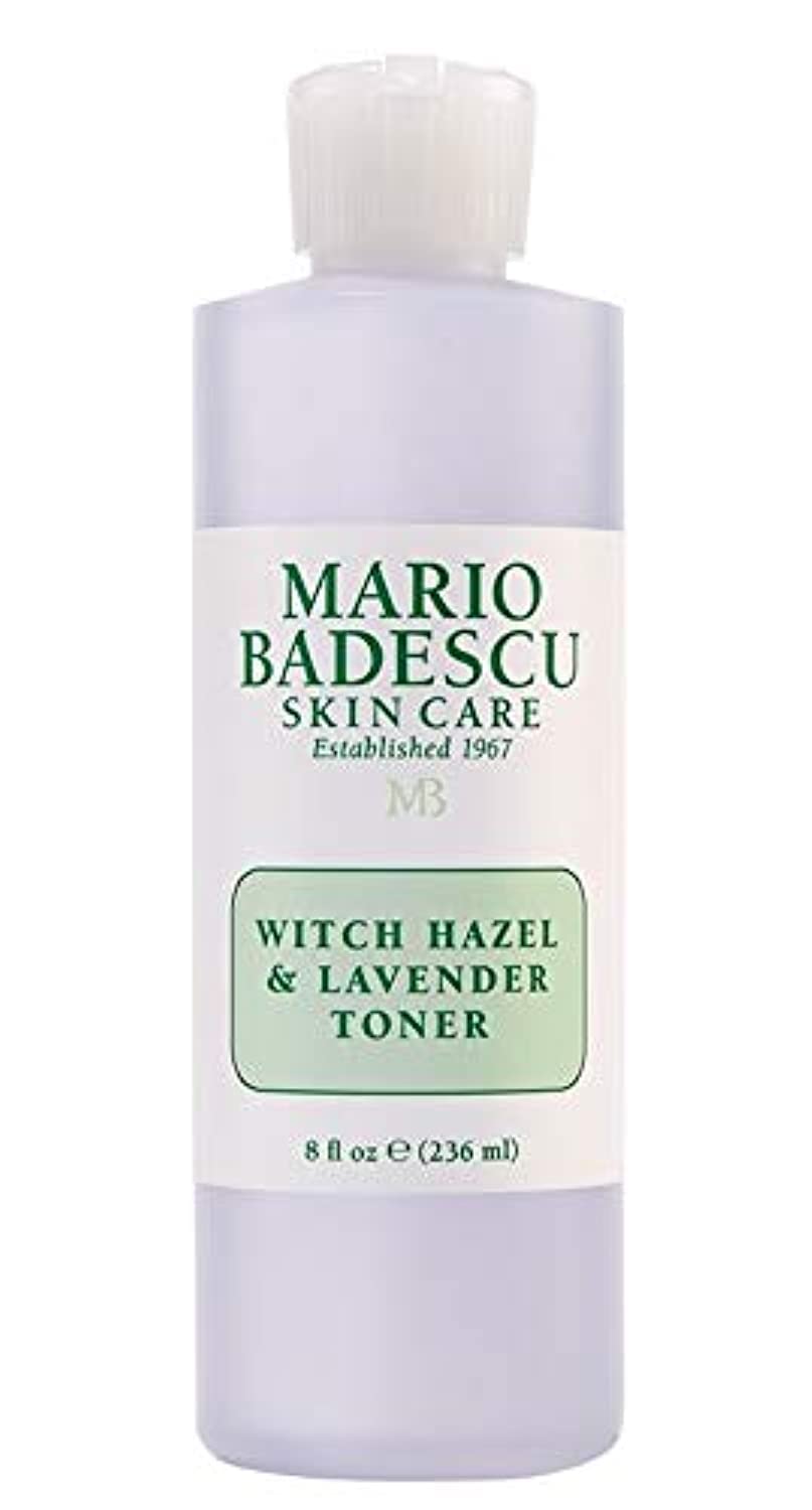 Tónico Mario Badescu con hamamelis y lavanda en botella para equilibrio de piel.