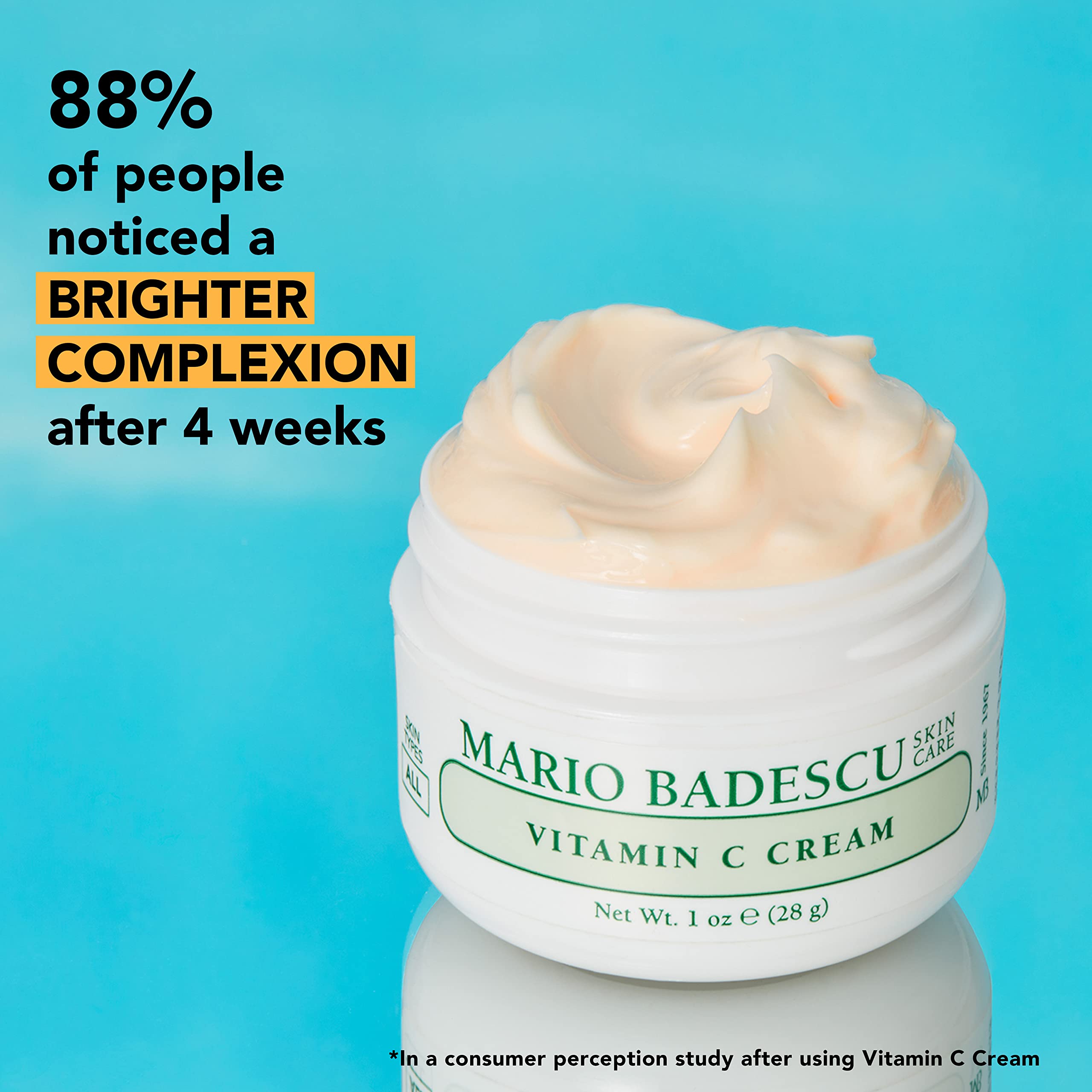 Mario Badescu Vitamin C Cream applied to face for radiant glow
