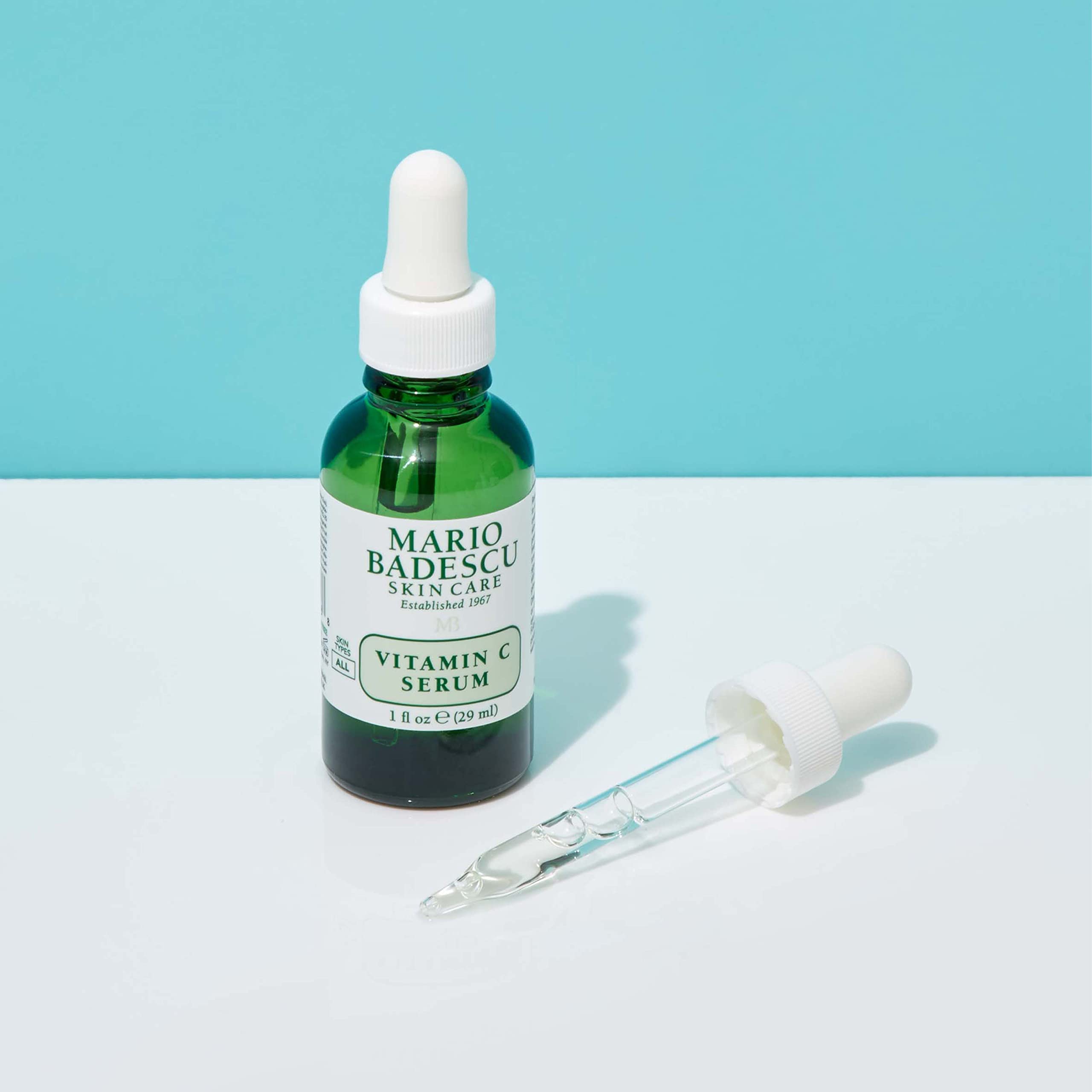 Nighttime routine scene with serum applied to clean skin