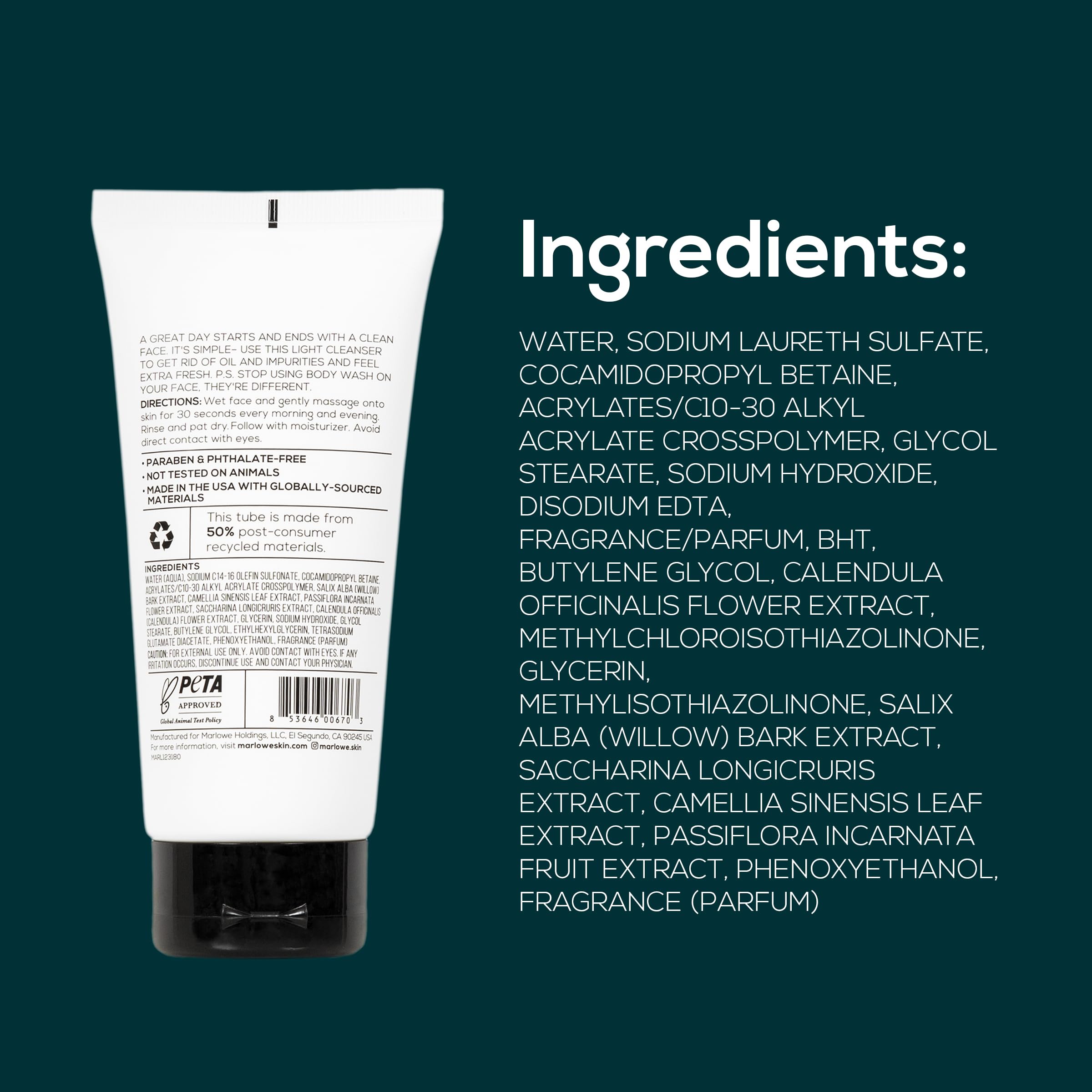 MARLOWE. No. 121 envase y rendimiento práctico para la rutina facial