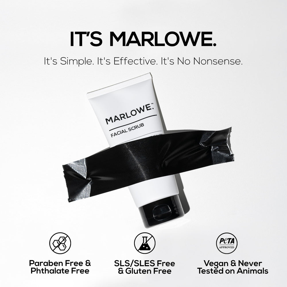 MARLOWE No.122 exfoliante para hombre, aroma a pino y madera de agar, sensorial y refrescante.
