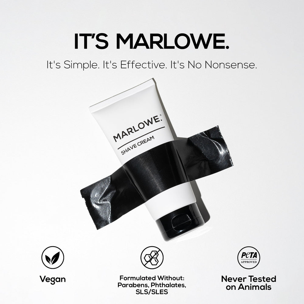 MARLOWE No. 141 shave cream on hand demonstrates protective cushion during shaving.