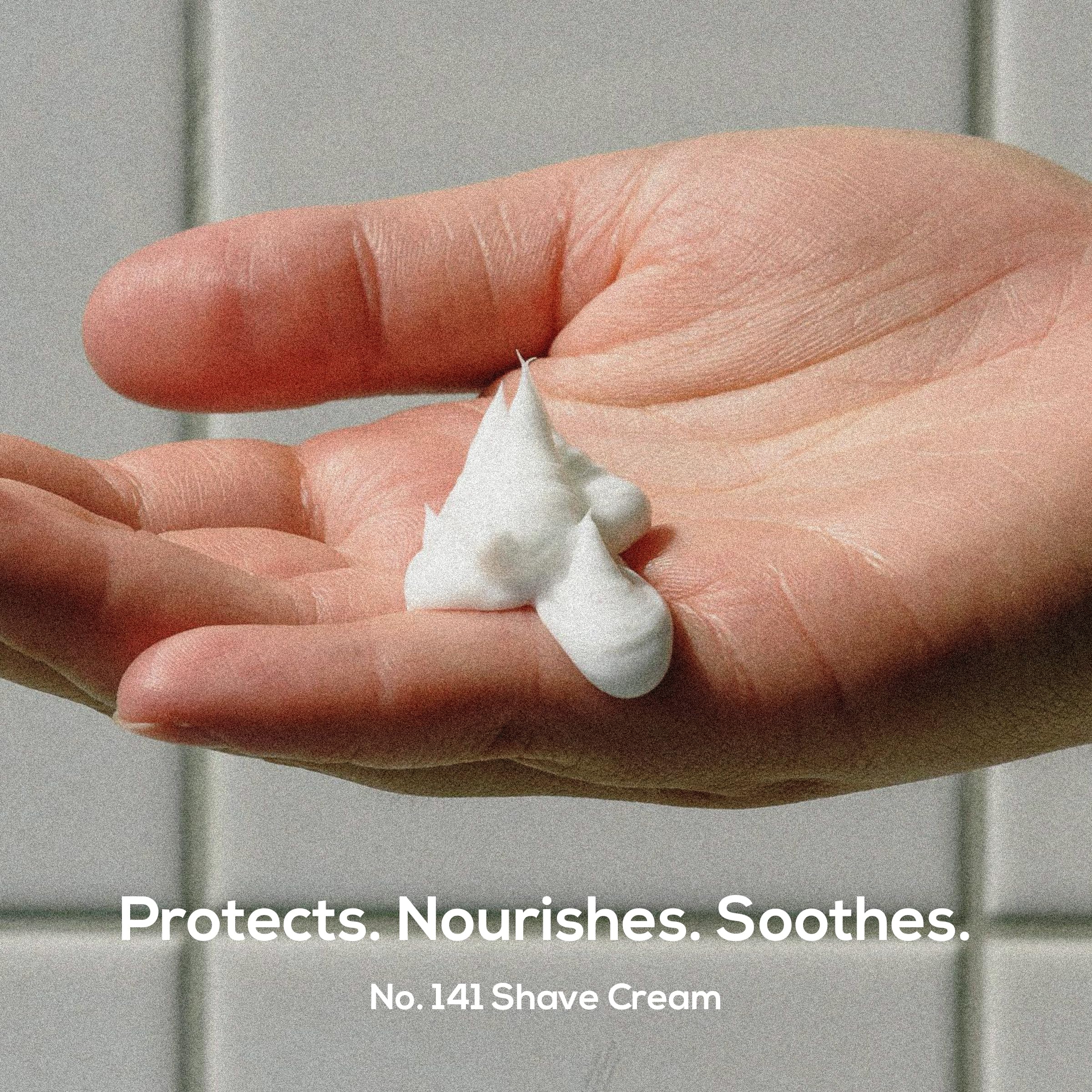MARLOWE No. 141 shave cream texture closeup shows creamy richness for a comfortable glide.
