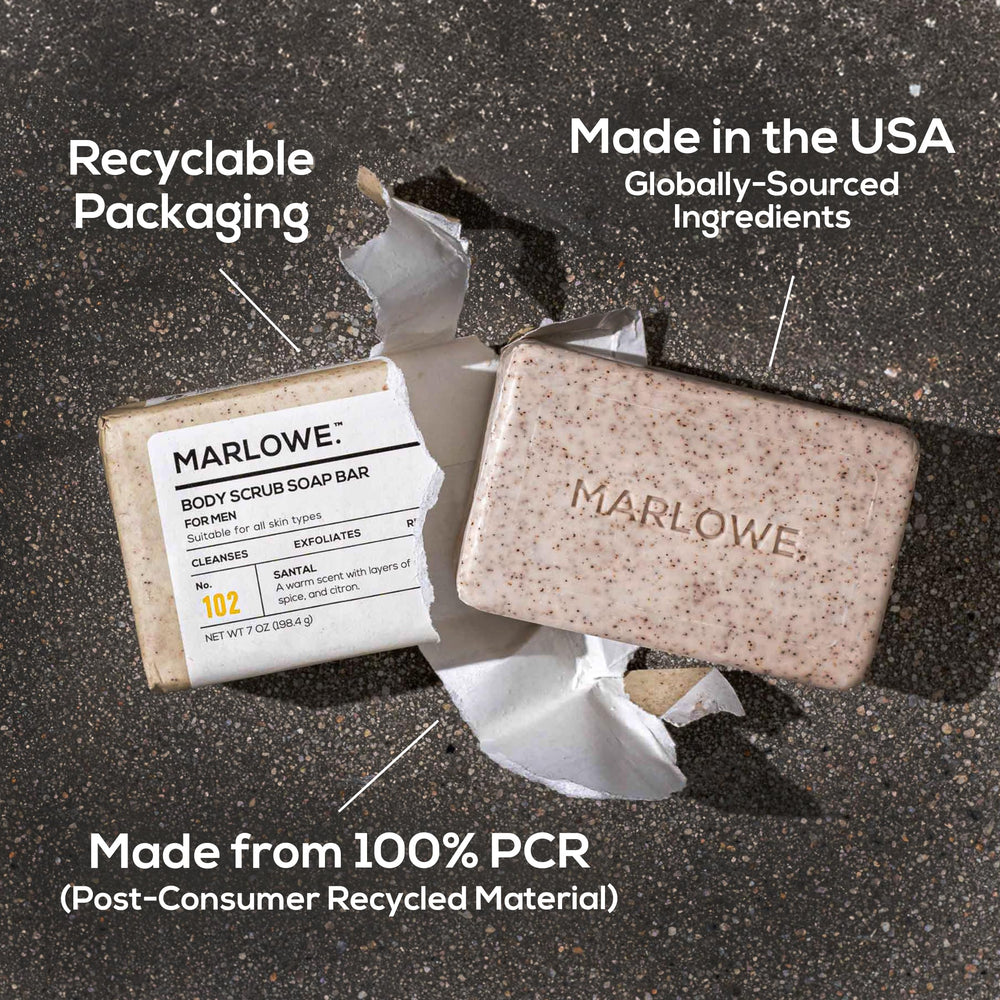 MARLOWE No. 102 packaging uses recycled wrapper for sustainability