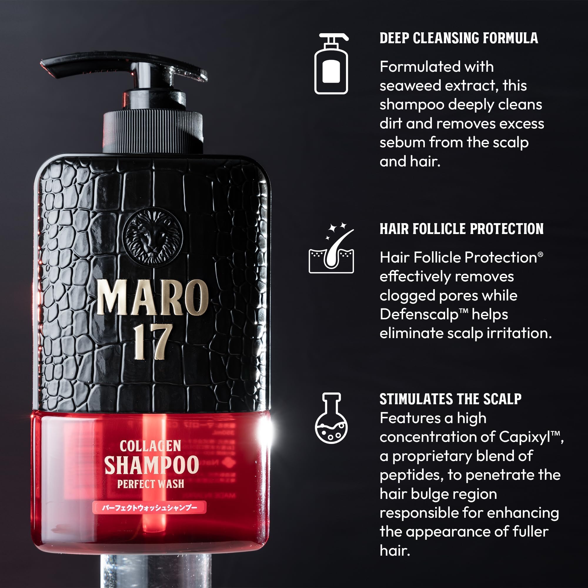 MARO17 Perfect Wash: etiqueta Capixyl destacando ingredientes clave