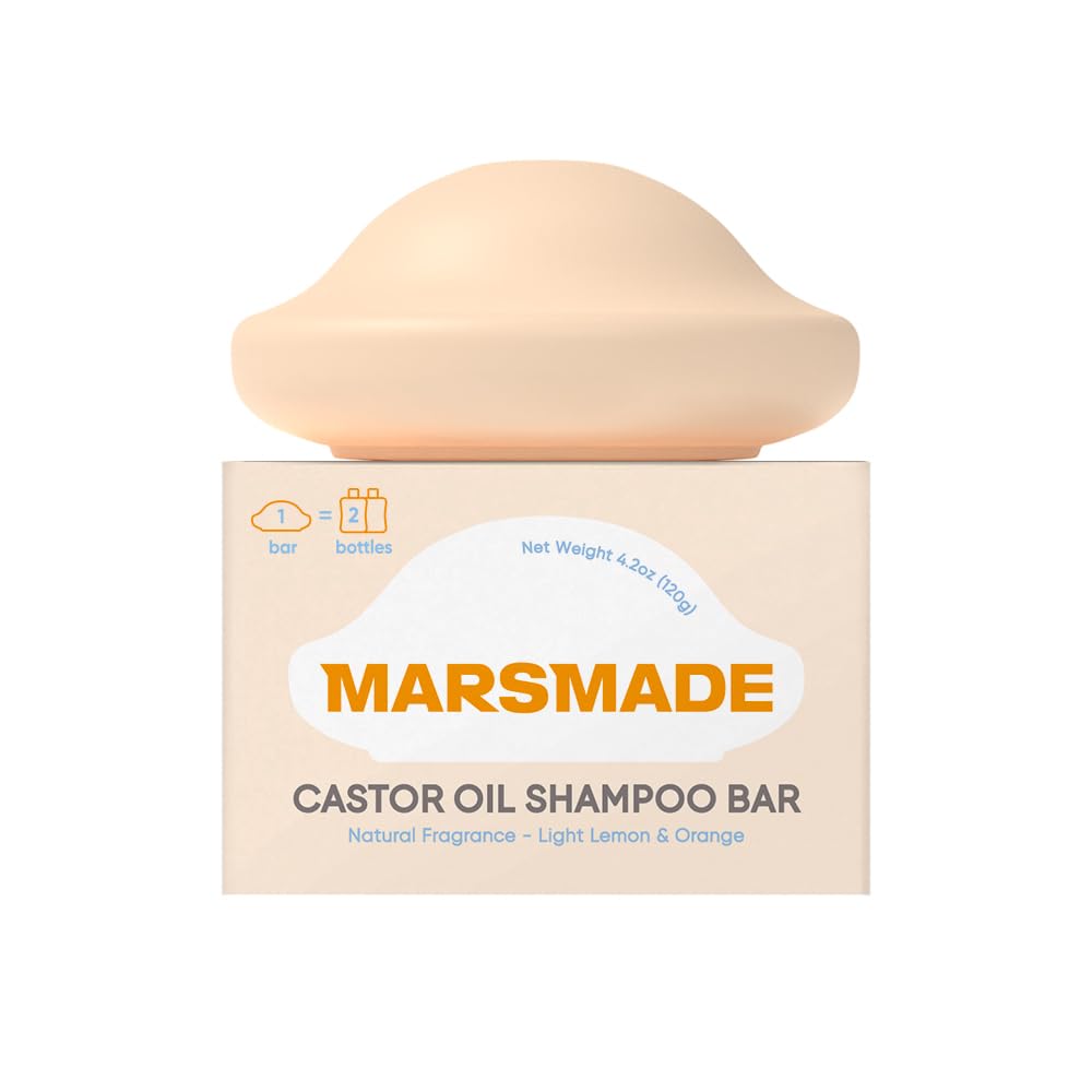 Mars Made champú sólido con aceite de ricino para cabello nutrido y suave.