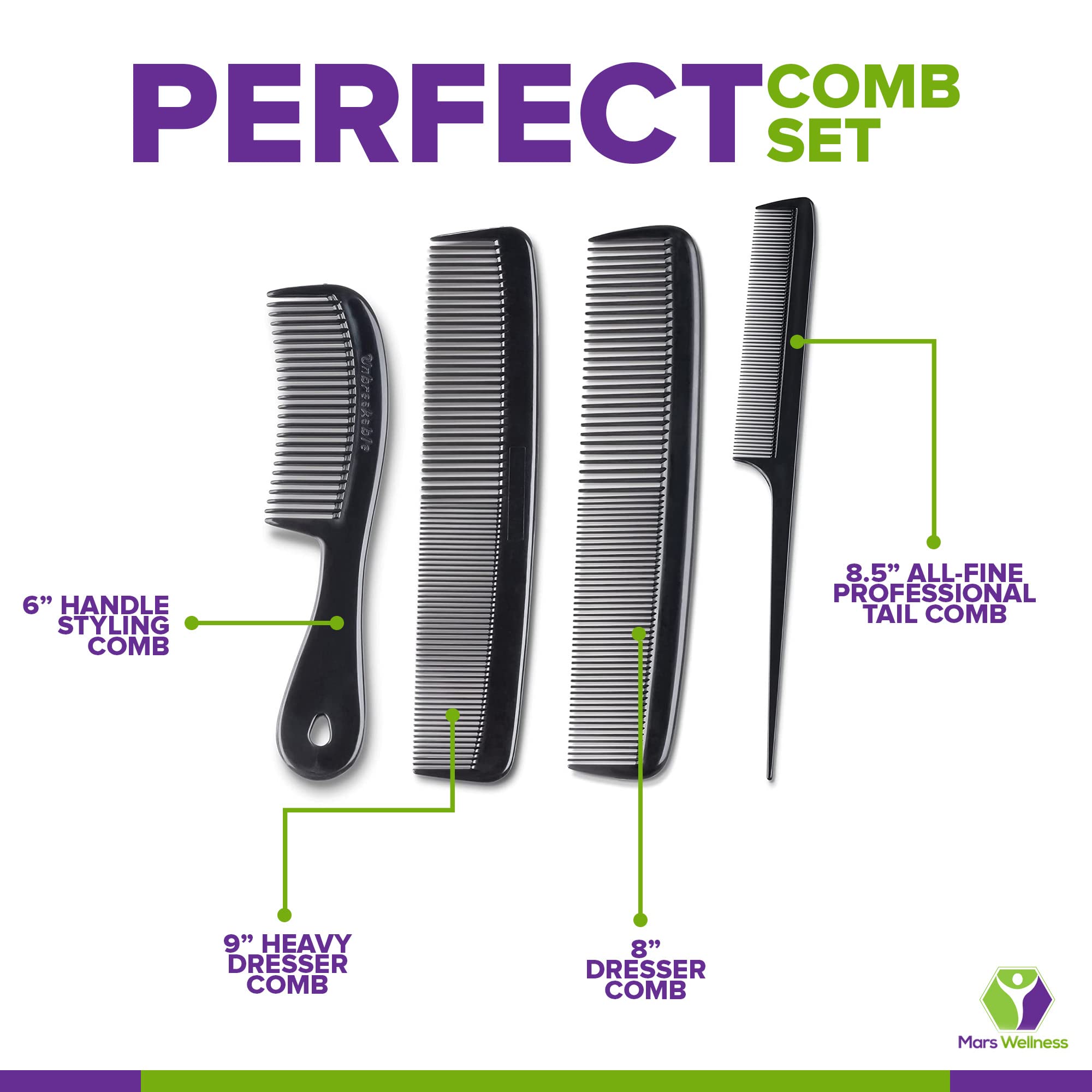 Mars Wellness 8.5-inch all-fine tail comb for precise parting and blending