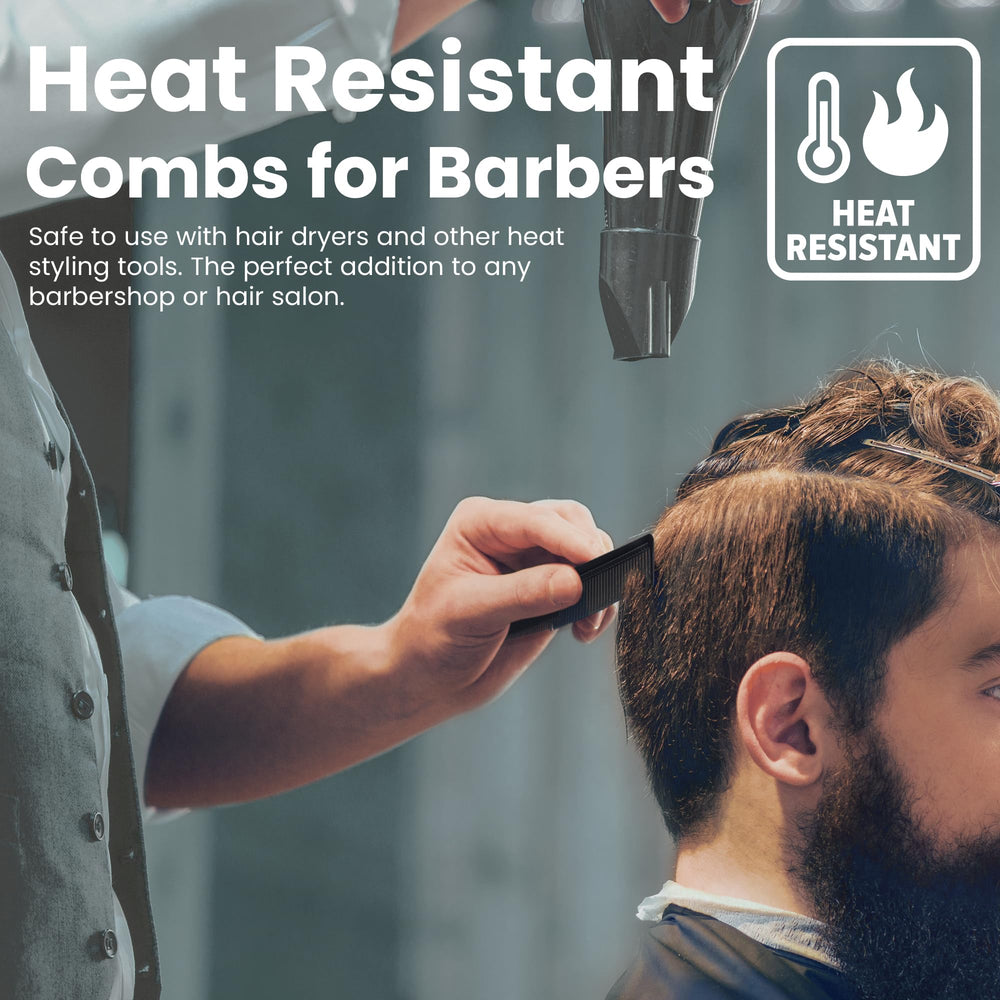 Mars Wellness four-pack carbon fiber barber combs with consistent grip.