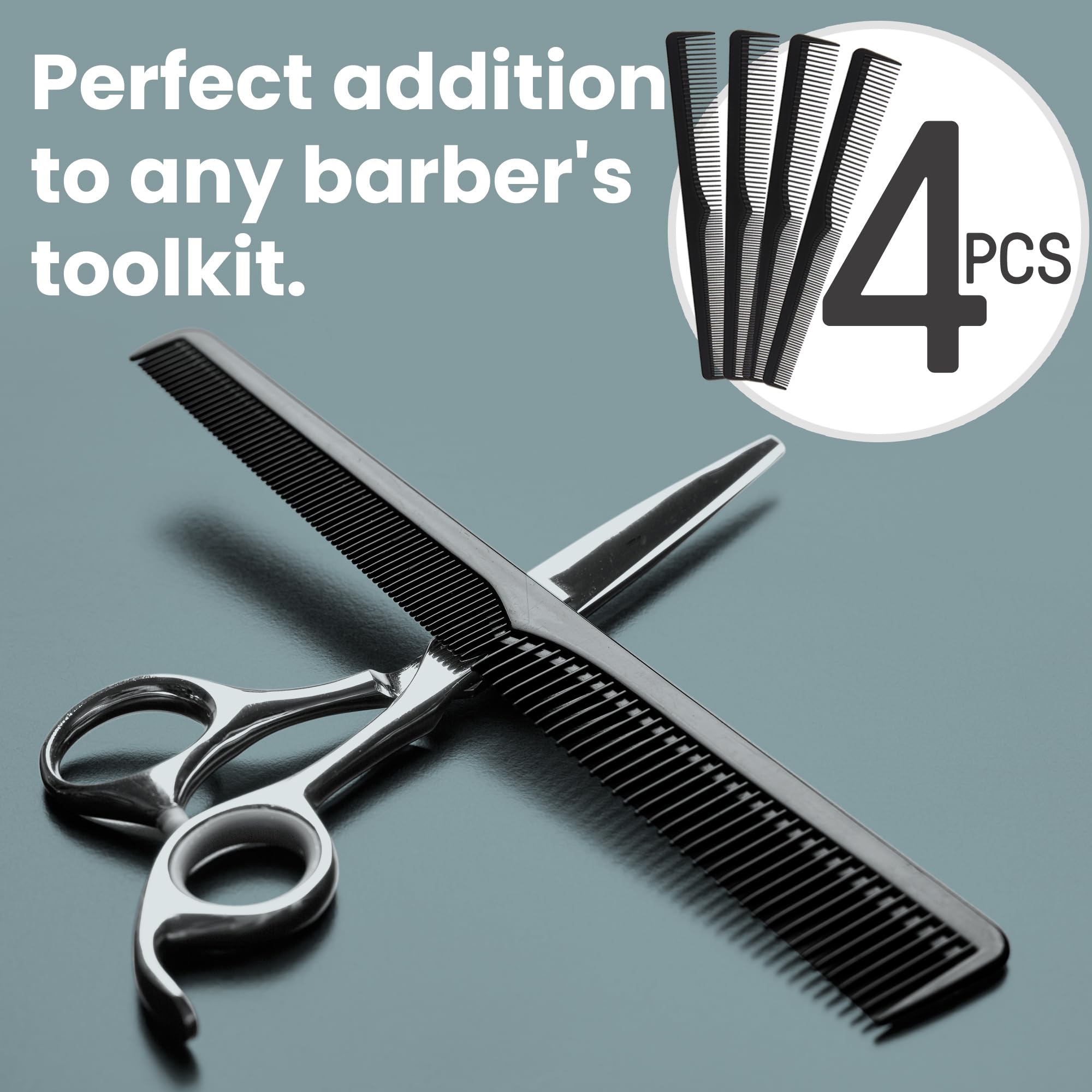 Mars Wellness premium carbon fiber barber combs, sleek black finish.