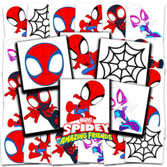 Marvel Spidey y sus Amigos, 70 tatuajes en 12 láminas, ideales como favores de fiesta.