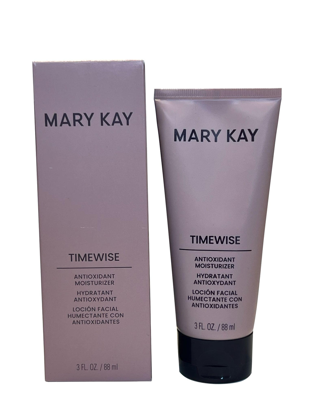 Mary Kay TimeWise Age-Fighting Moisturizer bottle shown for daily hydration and UV protection