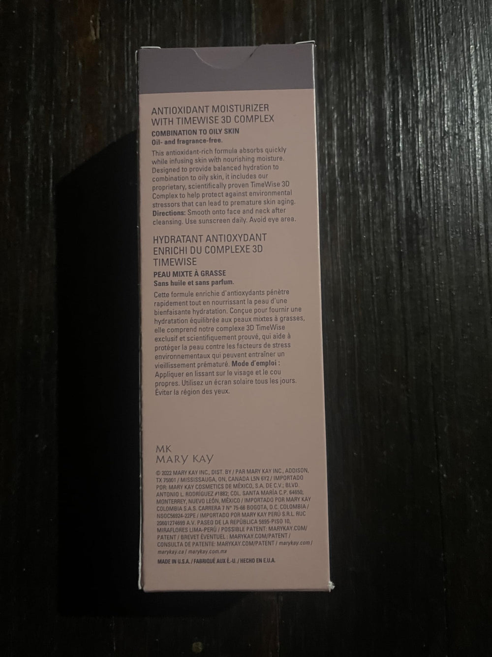 Mary Kay TimeWise Antioxidant Moisturizer texture swirl on skin demonstrating fast-absorbing hydration