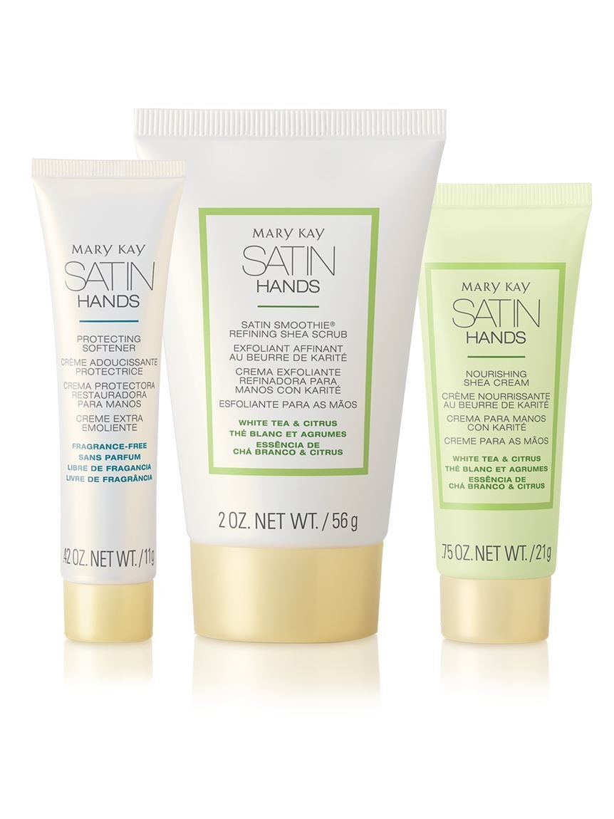 Mary Kay Satin Hands mini crema de manos, hidratación suave con aroma a té blanco y cítricos.