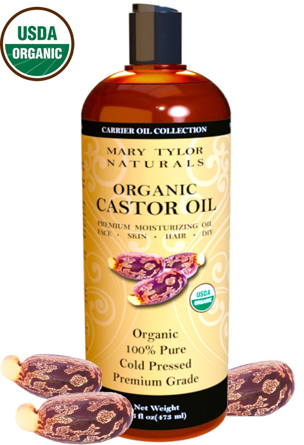 Mary Tylor Naturals Aceite de Ricino prensado en frío: conserva nutrientes clave.