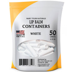 Mary Tylor Naturals contenedores blancos para bálsamo labial, perfectos para bricolaje y almacenamiento seguro.