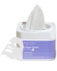 Mary&May mascarilla de colágeno-peptidos vital en estuche deslizante para uso diario.