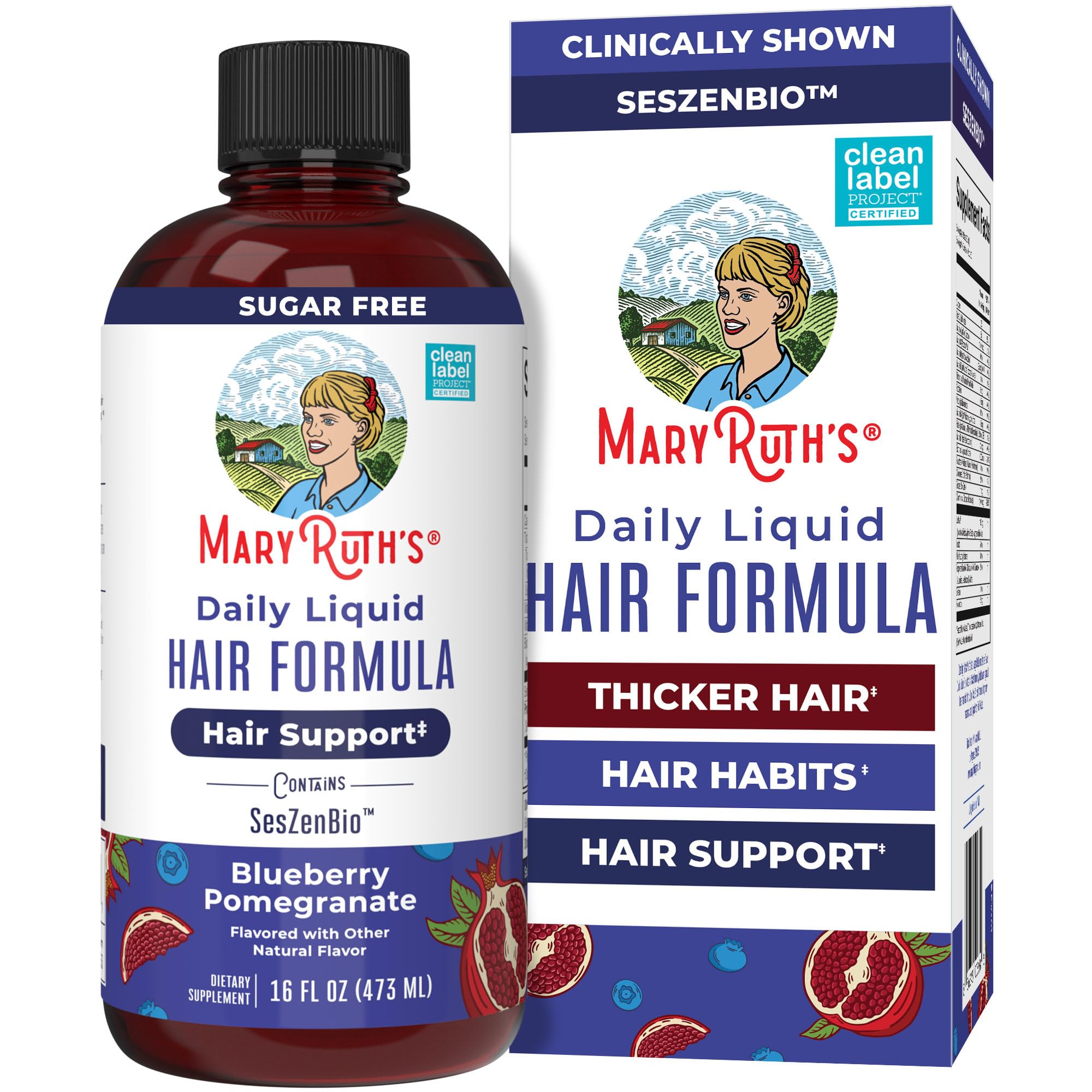 MARYRUTH'S Daily Liquid Hair Formula bottle front supports healthier-looking hair