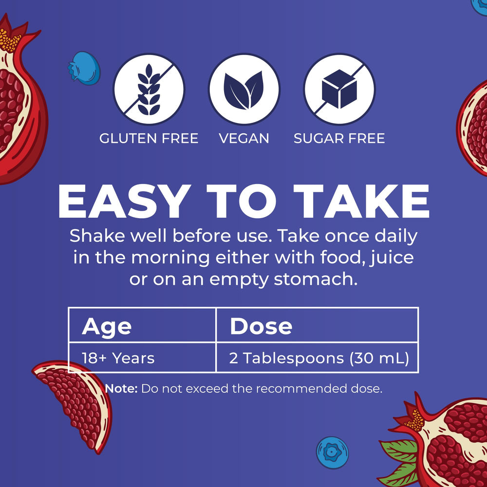 Bottle with label and glass communicates premium hair-health support