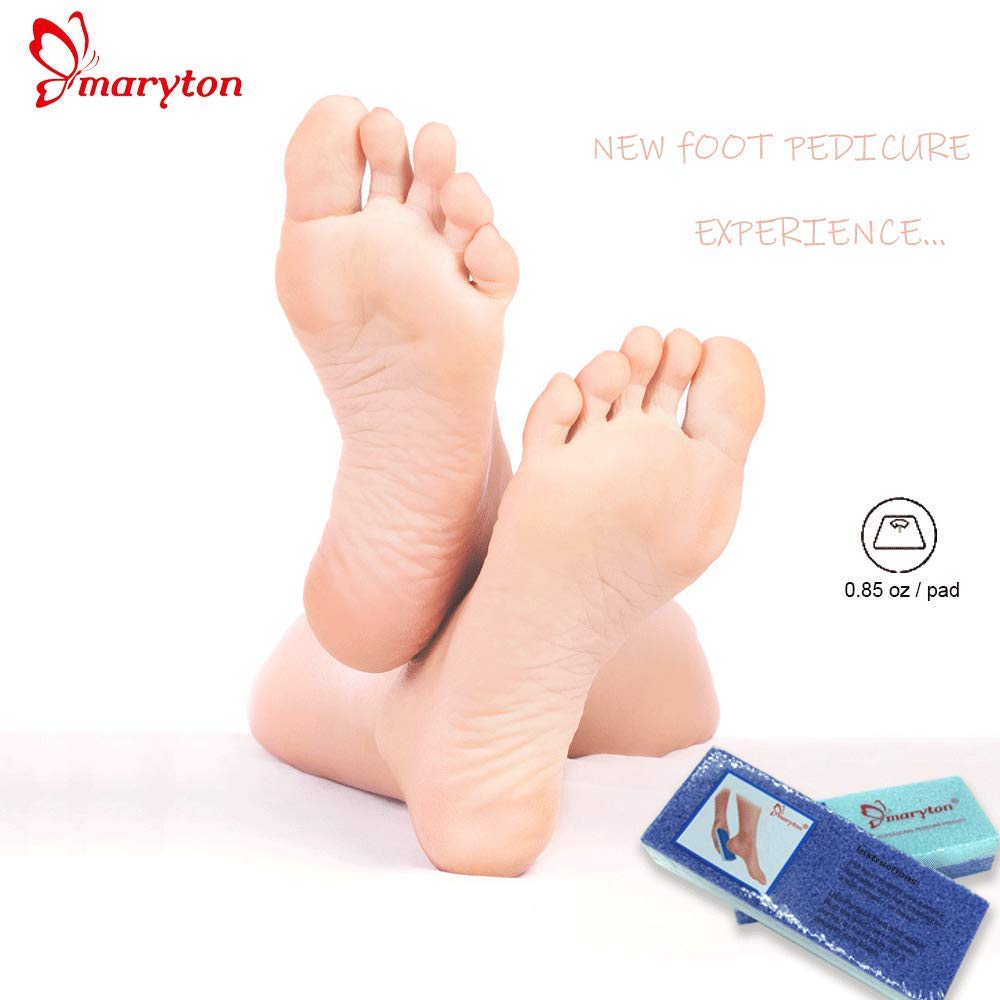 MARYTON efficient callus removal with dual-textured scrubber and pumice.