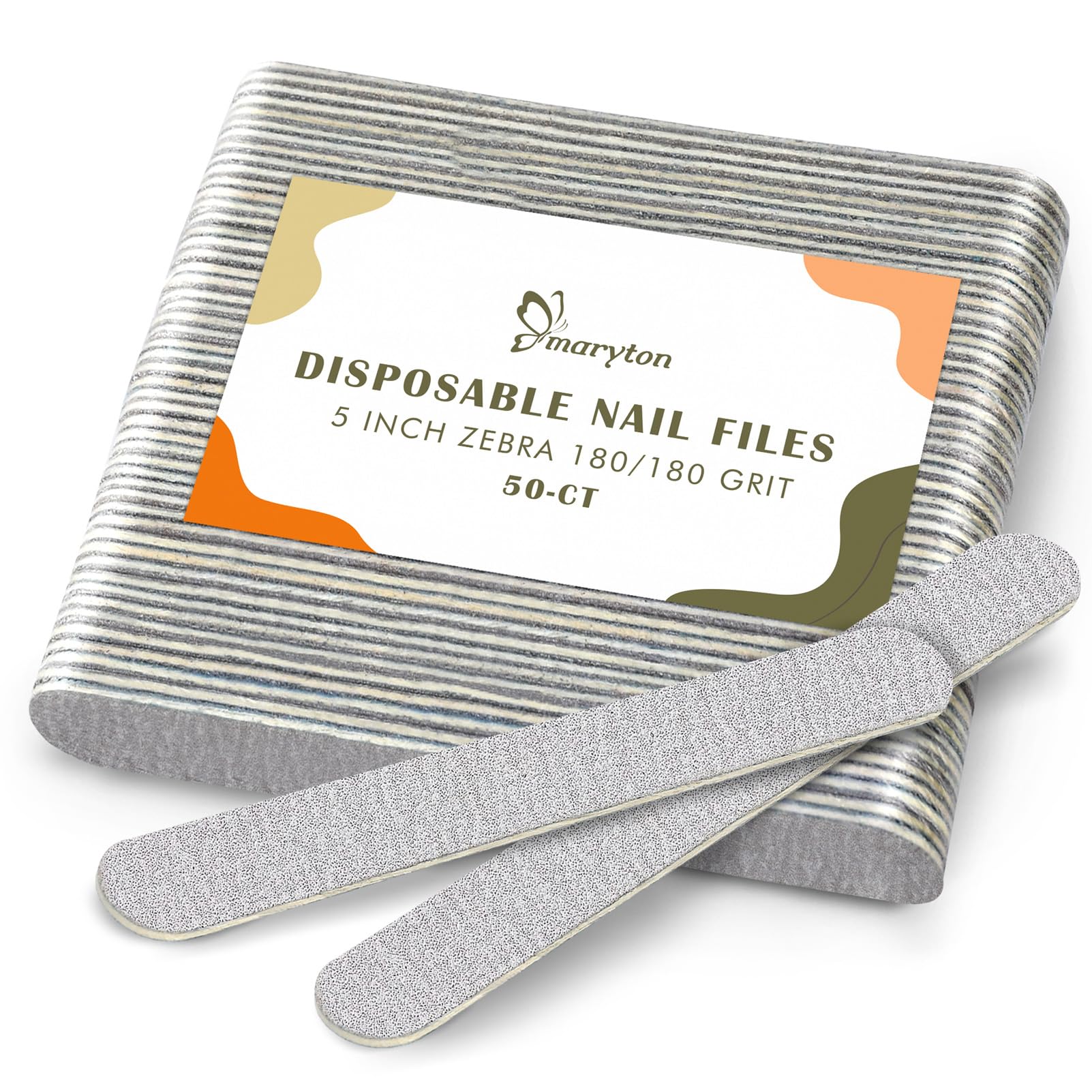 Maryton disposable nail file 5-inch pack for quick shaping at home or salon.