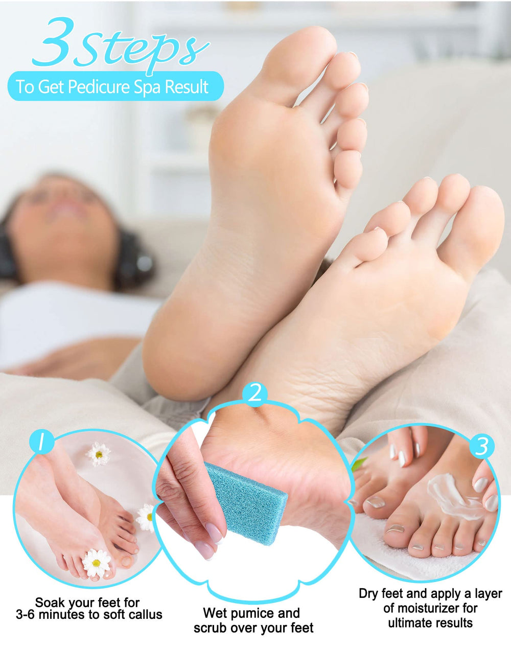 Maryton disposable pedicure scrubbers packaged box in product shot.