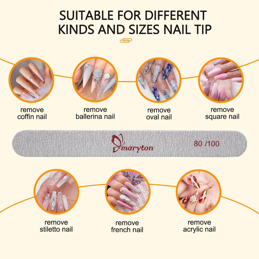 Maryton double-sided wood emery board with 80/100 grit for fast shaping.