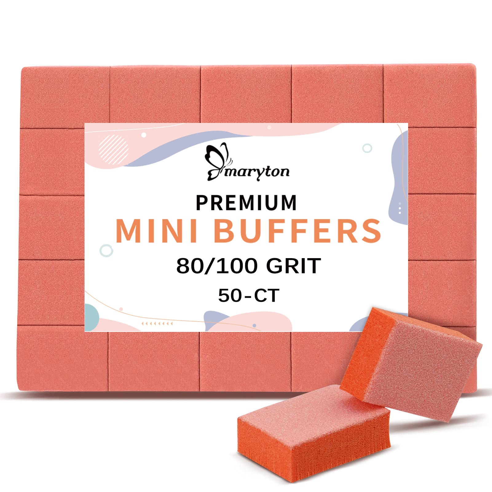 Maryton mini buffer blocks in orange grit for smooth nail prep before gel polish.