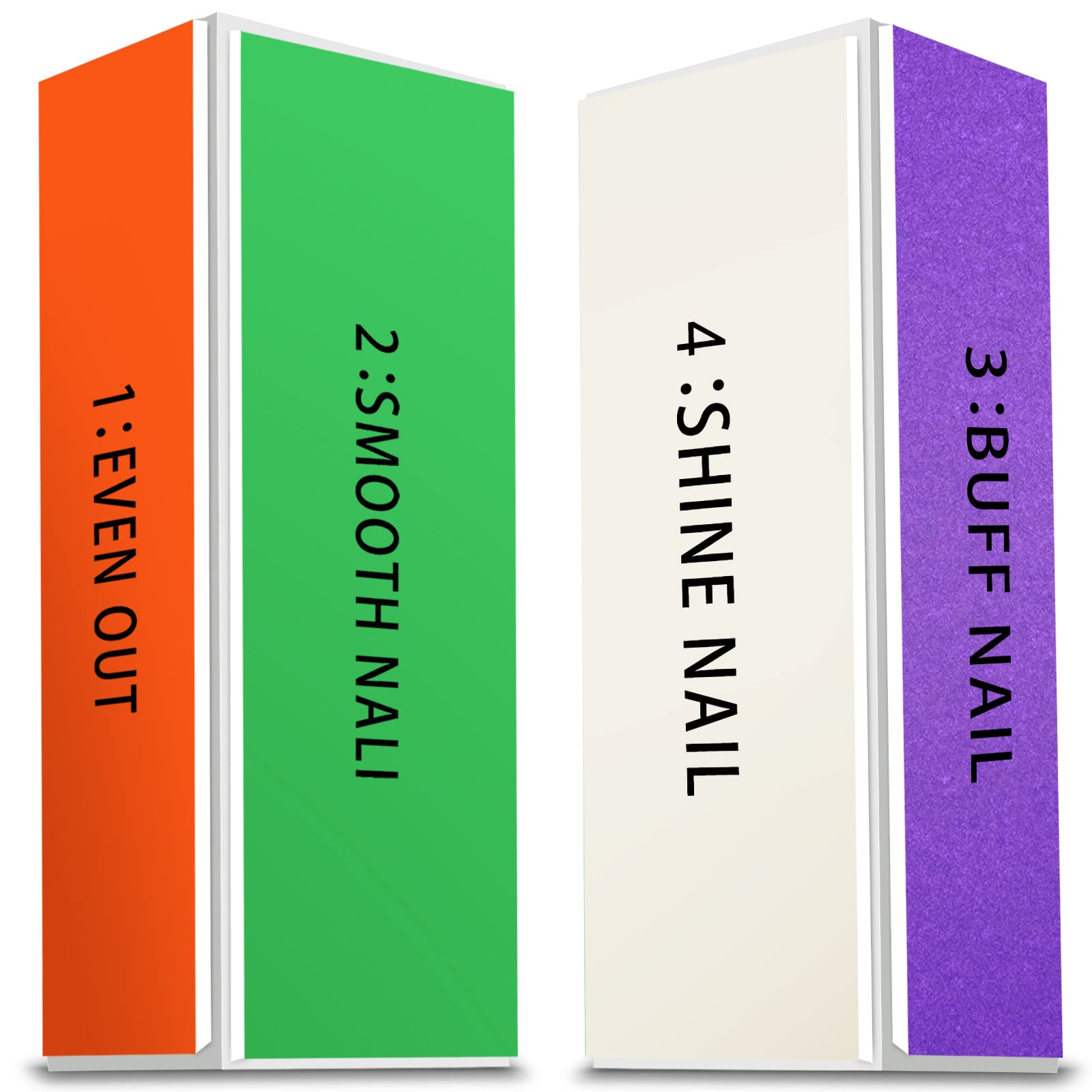 MARYTON nail buffer block showing four-way buffing methods for natural shine