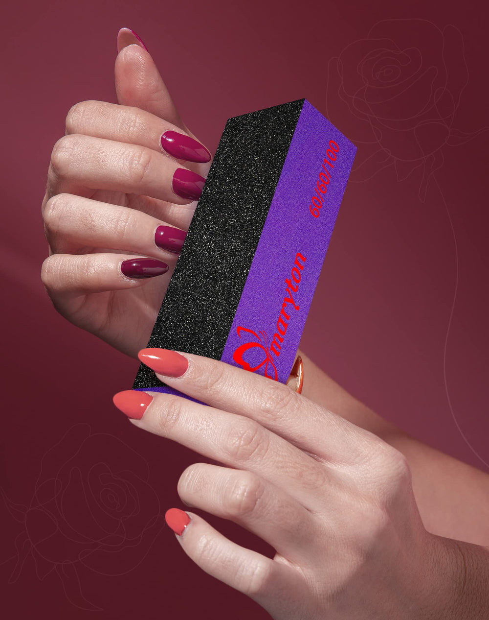 Maryton buffer blocks 60/100 grit displayed for versatile nail prep