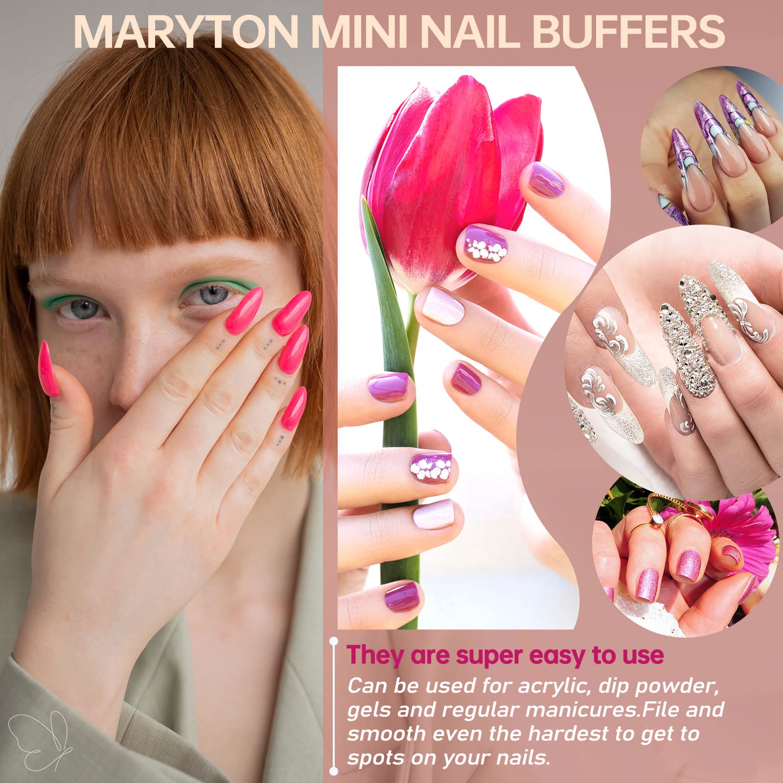 MARYTON ultra-premium abrasive buffers ensure durable nail prep.