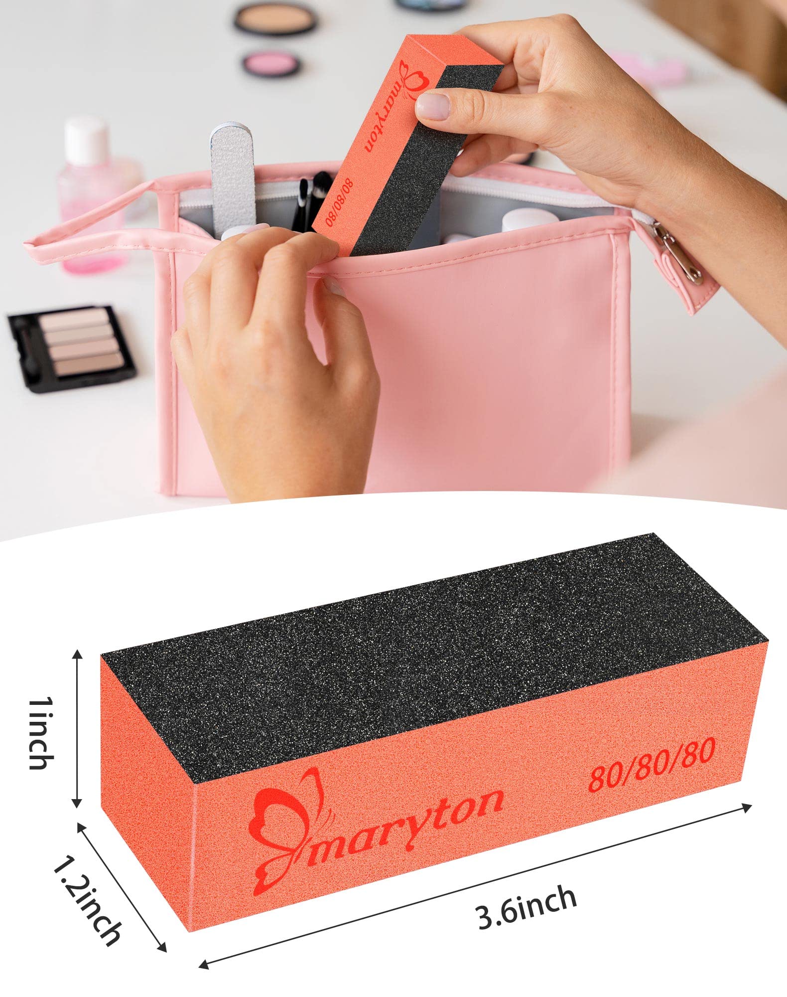 Maryton nail sanding block 10-pcs packaging shows versatile kit.