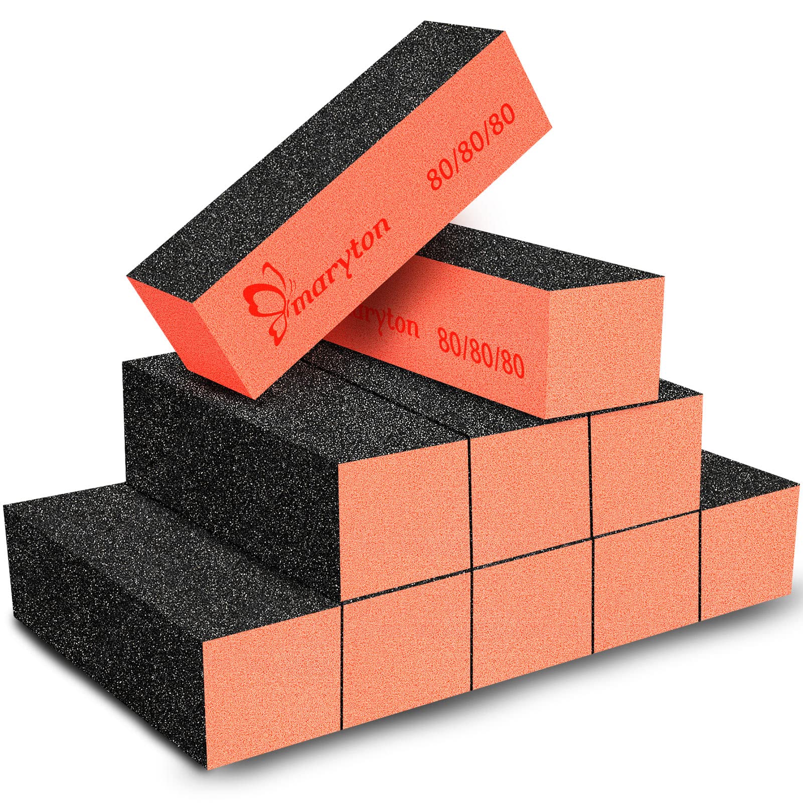 Maryton nail sanding block front view, durable 80/80 grit for smooth buffing.