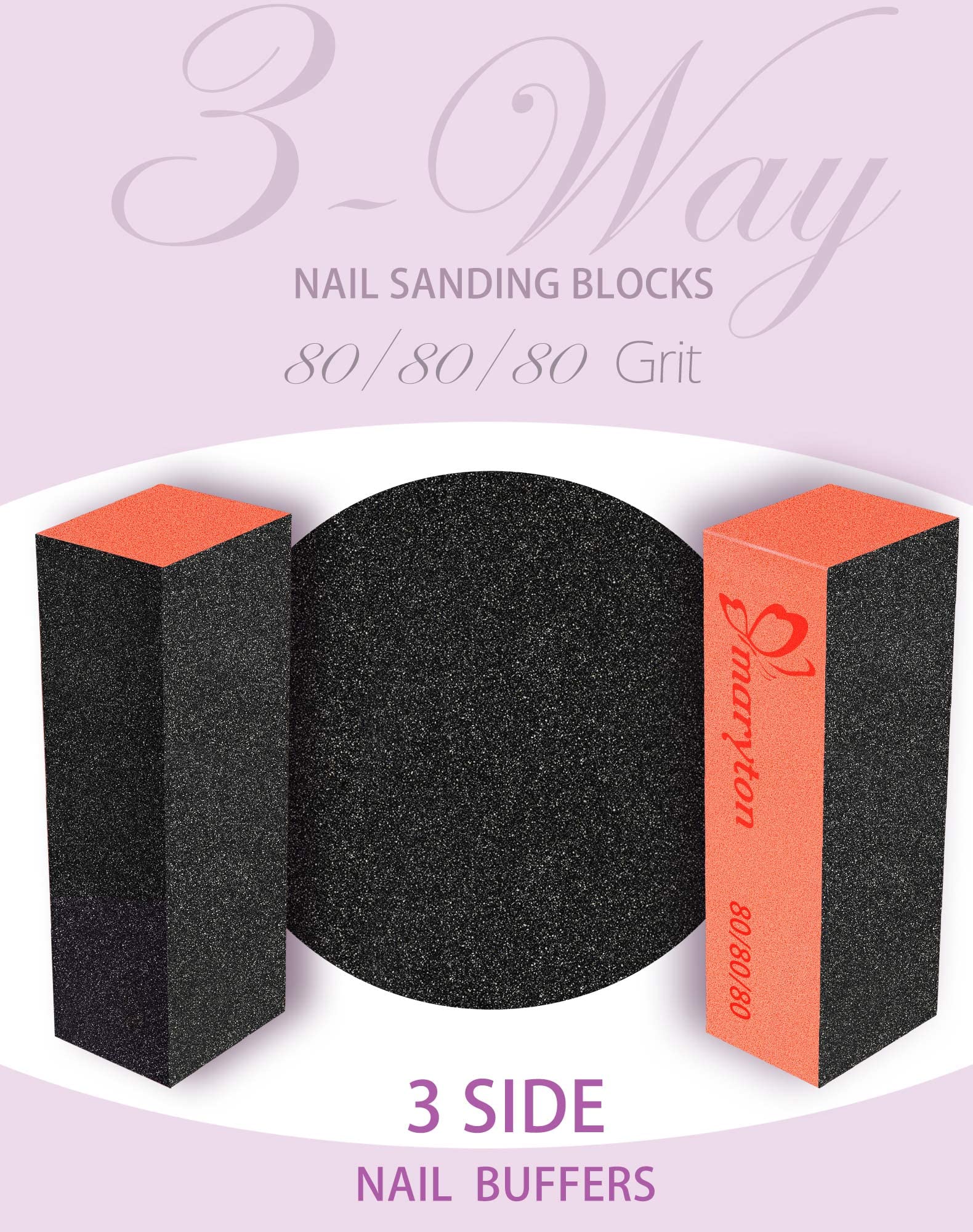 Maryton nail sanding block side view, compact design for comfortable handling.