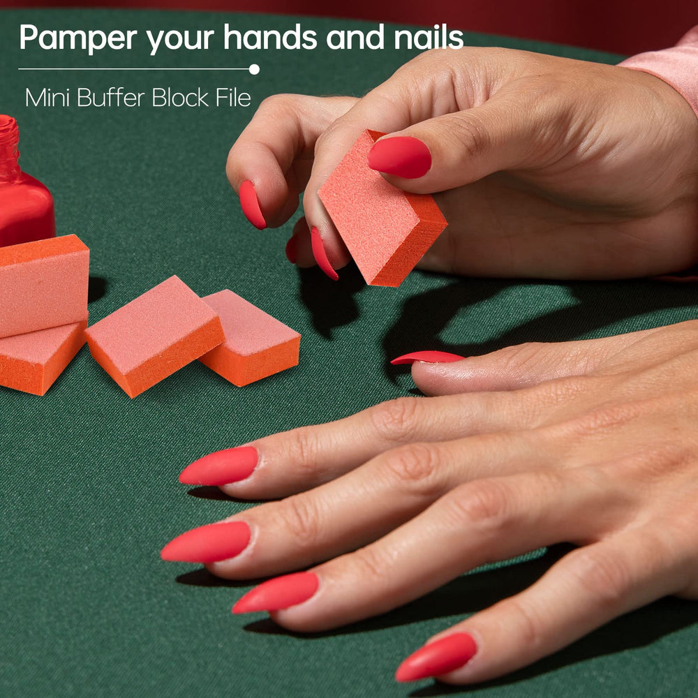 Maryton orange buffers preps rough surfaces for long-lasting color.