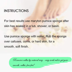 Maryton Pumice Sponge works on hands and elbows to soften dry skin.
