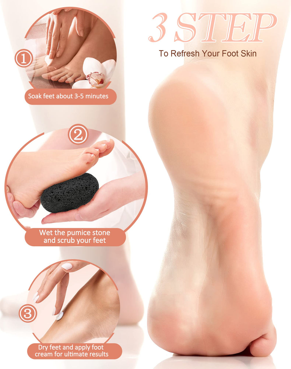 Maryton pumice stone softens dry skin on elbows and heels.