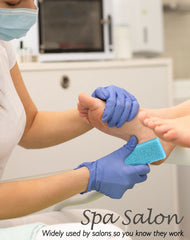Maryton salon foot scrubber in use on heel area.