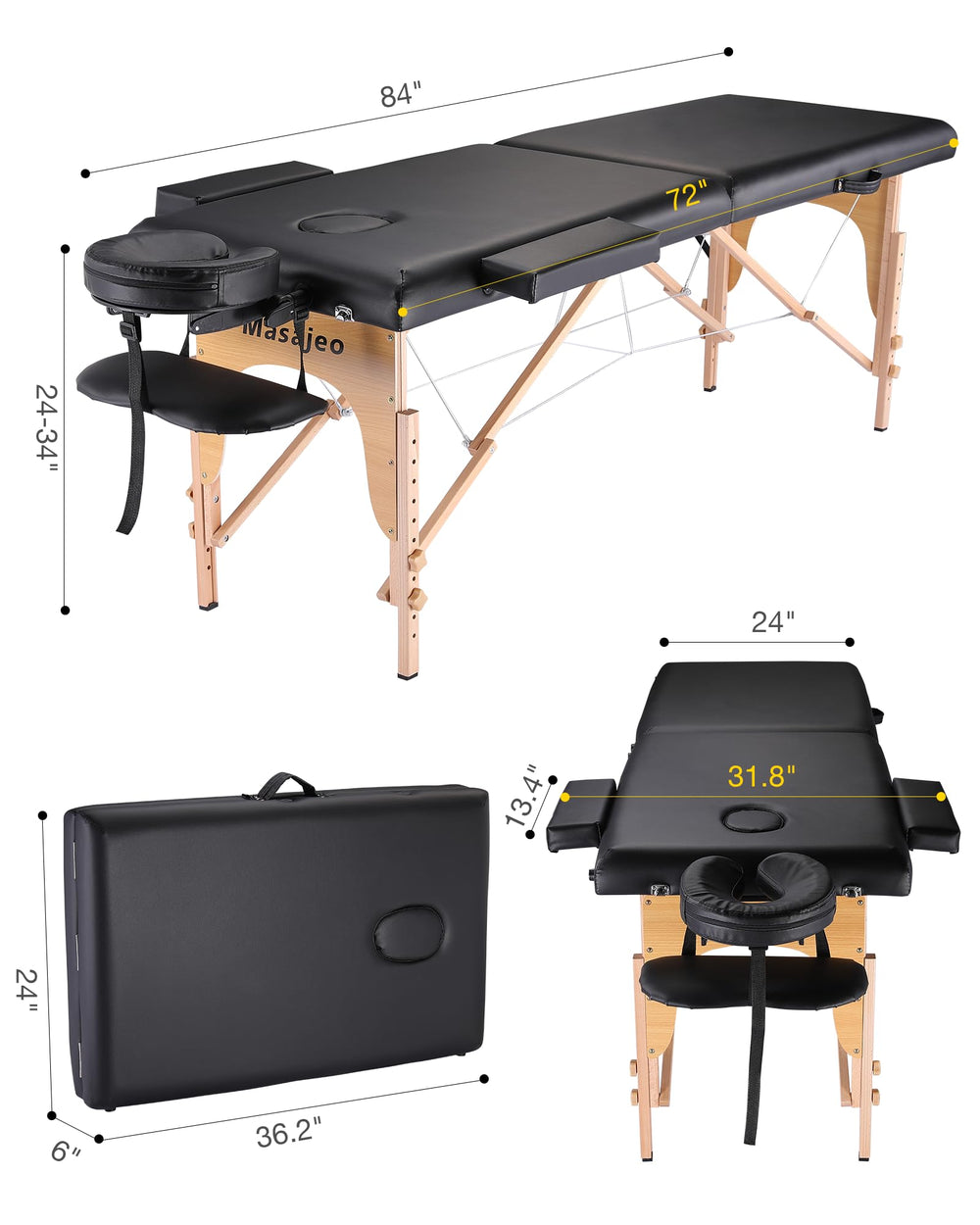 Masajeo detachable headrest and armrests customize client comfort