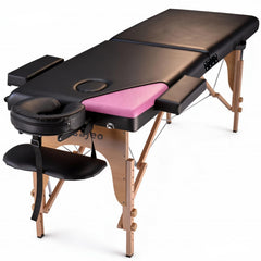 Masajeo professional massage table portable black two-section for easy studio setup