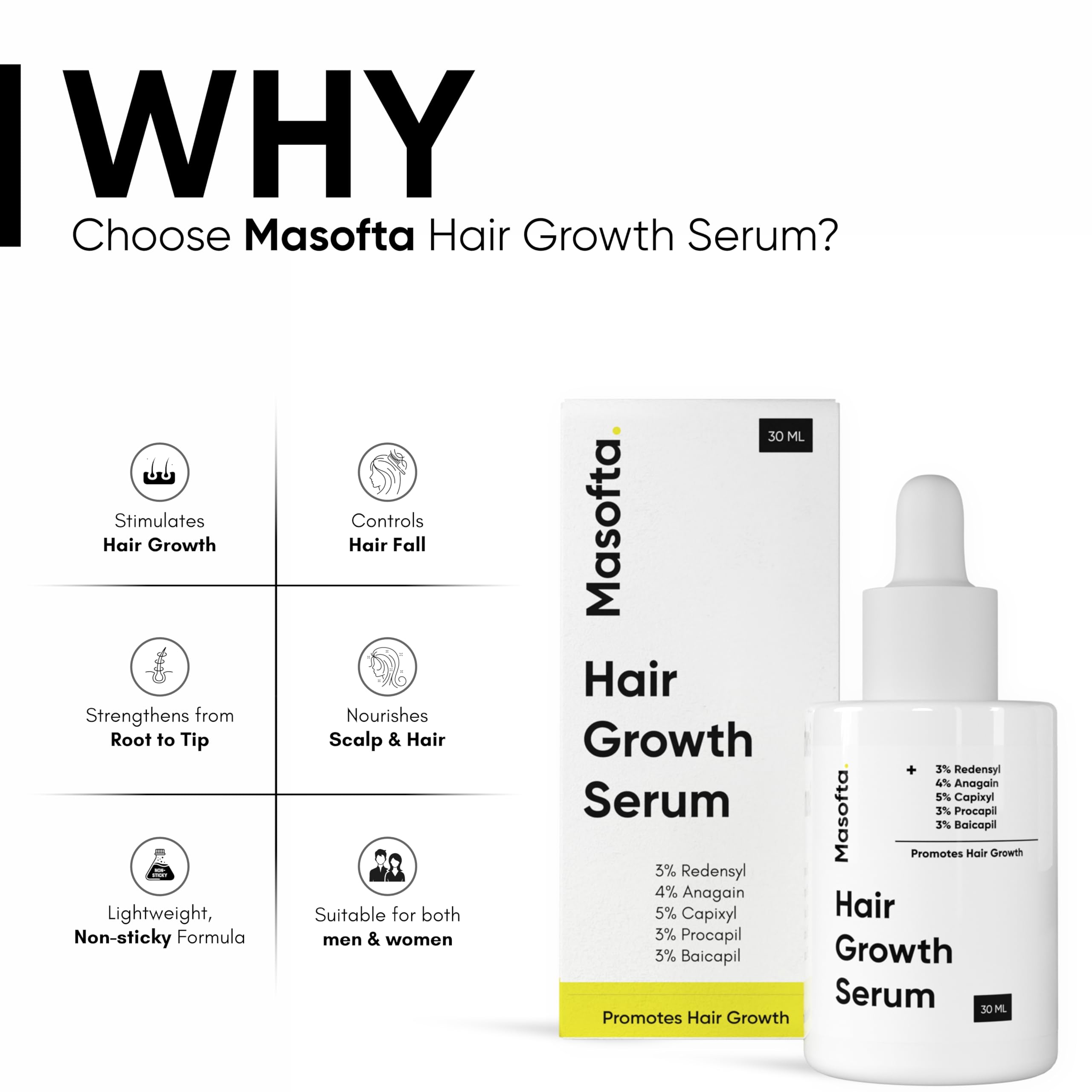 Masofta Serum ingredientes activos para apoyar crecimiento y vitalidad capilar